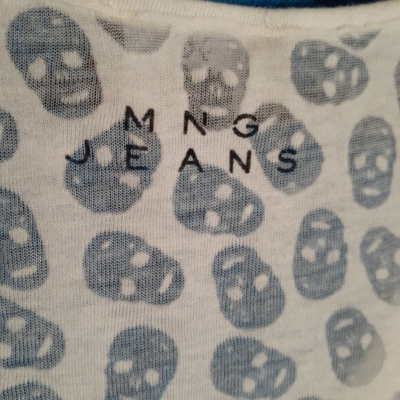 mng mango skull tank top black white s xs summer or halloween shirt - Picture 4 of 4